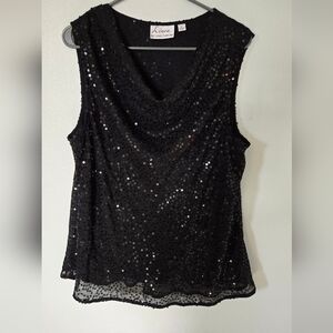 Linea Black Sequin Cowl Neck Tank Size XL
